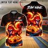 BlueJose Bowling Fire Fox Nine Tailed Mythical Creature Burning Flame Customized Name, Team Name 3D Shirt (4 Colors)