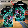 BlueJose Bowling Angry Great White Shark Ocean Water Splash Jumping Customized Name, Team Name 3D Shirt (4 Colors)