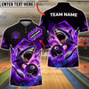 BlueJose Bowling Angry Great White Shark Ocean Water Splash Jumping Customized Name, Team Name 3D Shirt (4 Colors)