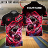 BlueJose Bowling Angry Great White Shark Ocean Water Splash Jumping Customized Name, Team Name 3D Shirt (4 Colors)