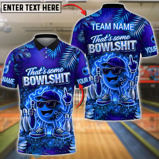 BlueJose Bowling And Pins Fiery Cartoon Ball Customized Name, Team Name 3D Shirt (4 Colors)