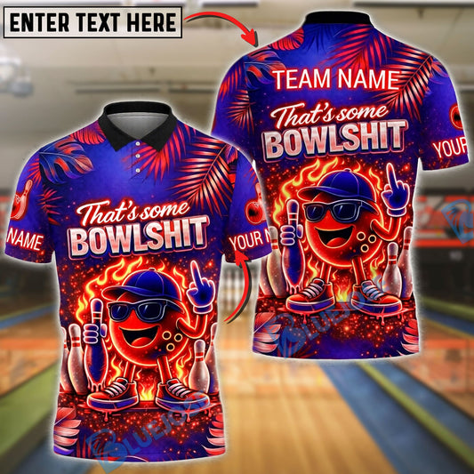 BlueJose Bowling And Pins Fiery Cartoon Ball Customized Name, Team Name 3D Shirt (4 Colors)