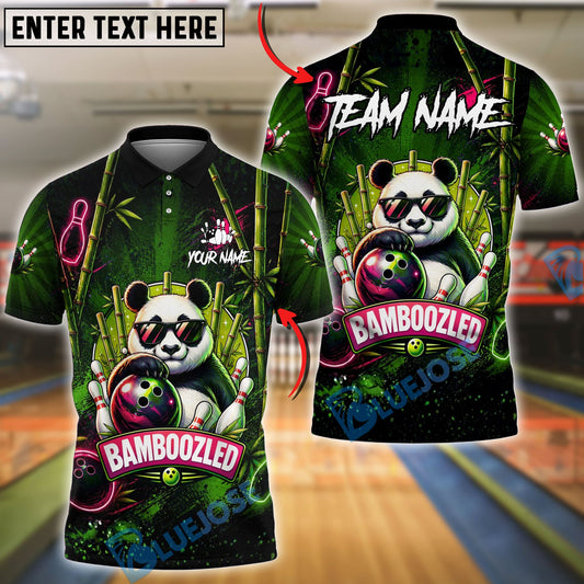 BlueJose Bowling And Pins Cool Panda Sunglasses Design Customized Name, Team Name 3D Shirt (4 Colors)