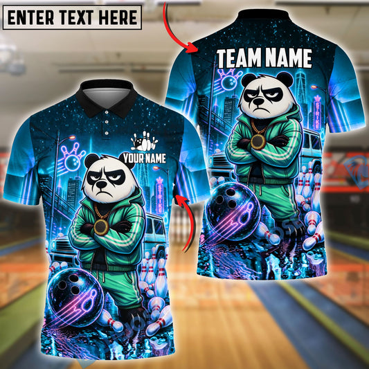 BlueJose Bowling And Pins Cyberpunk Panda Neon Street Style Customized Name, Team Name 3D Shirt (4 Colors)