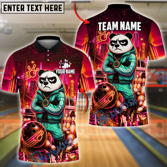 BlueJose Bowling And Pins Cyberpunk Panda Neon Street Style Customized Name, Team Name 3D Shirt (4 Colors)