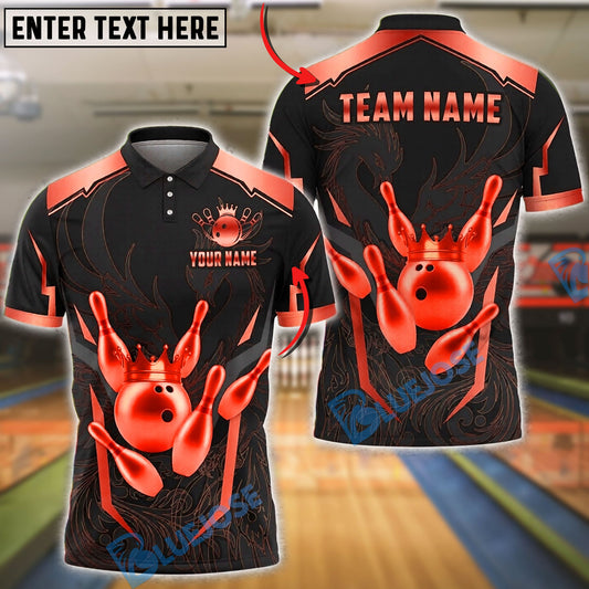 BlueJose Bowling And Pins Luxury Gold Crown Ball Phoenix Design Customized Name, Team Name 3D Shirt (6 Colors)