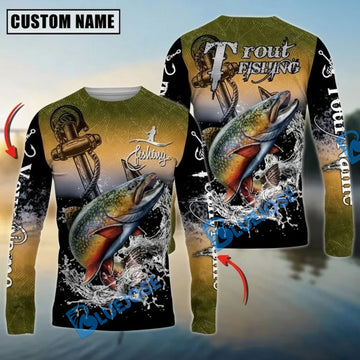 Bluejose Trout Fishing Anchor Design Custom Name & Team Name 3D Shirts