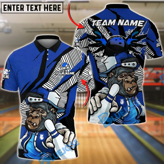 BlueJose Bowling & Pins Cool Gorilla Varsity Customized Name, Team Name 3D Shirt (4 Colors)