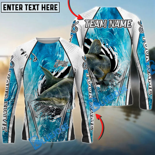 Bluejose Catfish Fishing Dynamic Water Splash Design Custom Name & Team Name 3D Shirts