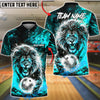 BlueJose Bowling & Pins Fire Lion Power Art Customized Name, Team Name 3D Shirt (6 Colors)