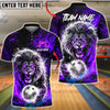 BlueJose Bowling & Pins Fire Lion Power Art Customized Name, Team Name 3D Shirt (6 Colors)