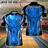 BlueJose Bowling And Pins Fire Wolf Flame Customized Name, Team Name 3D Shirt (4 Colors)