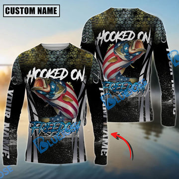 Bluejose Bass Fishing Patriotic American Flag Skin Design Custom Name & Team Name 3D Shirts