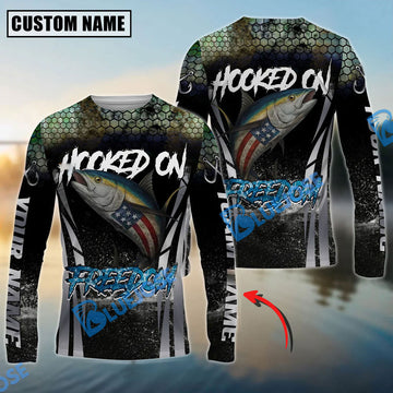 Bluejose Tuna Fishing Patriotic American Flag Skin Design Custom Name & Team Name 3D Shirts