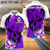 BlueJose Bowling & Pins Flaming Skull Strike Customized Name, Team Name 3D Shirt (4 Colors)