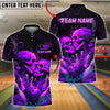 BlueJose Bowling & Pins Skull Rose Dark Gothic Couple Customized Name, Team Name 3D Shirt (4 Colors)