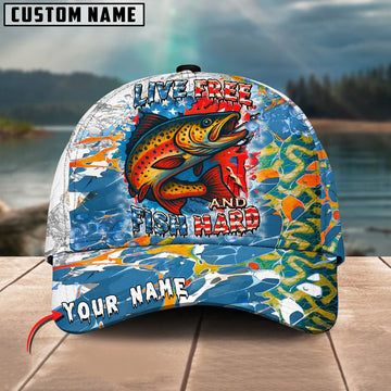 BlueJose Trout Live Free Fish Hard Design Personalized Cap