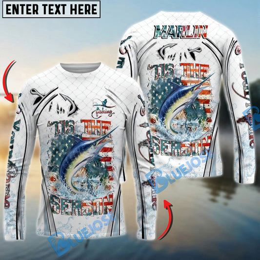 Bluejose Marlin Fishing Aggressive Splash Design Custom Name & Team Name 3D Shirts