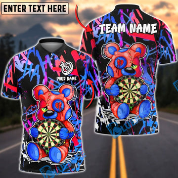 BlueJose Darts Bear Graffiti Heart Breaker Art Multicolor Options Personalized Name Shirt (6 Colors)