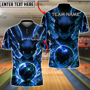 BlueJose Bowling And Pins Electric Cosmic Fox Customized Name, Team Name 3D Shirt (4 Colors)