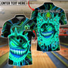 BlueJose Bowling And Pins Evil Neon Monster Customized Name, Team Name 3D Shirt (4 Colors)