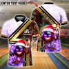 BlueJose Bowling And Pins Lights Snow Christmas Strike Customized Name, Team Name 3D Shirt (4 Colors)