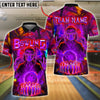 BlueJose Bowling And Pins Neon Skull Glow Customized Name, Team Name 3D Shirt (4 Colors)