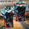 BlueJose Bowling And Pins Dark Knight Skull Moon Customized Name, Team Name 3D Shirt (4 Colors)