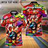 BlueJose Bowling And Pins Dab Never Give Up Graffiti Customized Name, Team Name 3D Shirt (4 Colors)