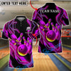 BlueJose Bowling And Pins Neon Glow Pins & Ball Customized Name, Team Name 3D Shirt (4 Colors)