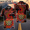 BlueJose Darts Neon Happy Dartboard Character Star Glow Multicolor Options Personalized Name Shirt (4 Colors)