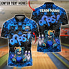 BlueJose Bowling & Pins Oops Teddy Bear Cartoon Customized Name, Team Name 3D Shirt (4 Colors)