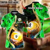 BlueJose Billiards Ball 9 Fiery Golden Flame Personalized Name, Team Name Unisex Shirt (4 Colors)