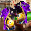 BlueJose Billiards Ball 9 Fiery Golden Flame Personalized Name, Team Name Unisex Shirt (4 Colors)