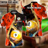 BlueJose Billiards Ball 9 Fiery Golden Flame Personalized Name, Team Name Unisex Shirt (4 Colors)