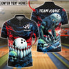 BlueJose Bowling & Pins Dark Wolf Storm Artwork Customized Name, Team Name 3D Shirt (4 Colors)