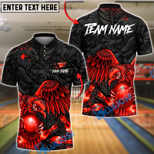 BlueJose Bowling & Pins Golden Eagle Strike Art Customized Name, Team Name 3D Shirt (6 Colors)