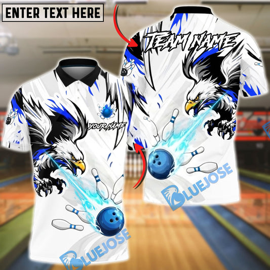 BlueJose Bowling & Pins Eagle Power Strike Dynamic Style  Customized Name, Team Name 3D Shirt (4 Colors)