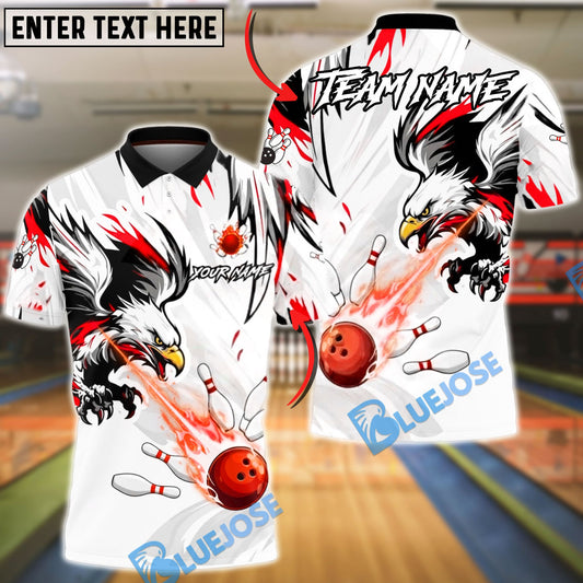 BlueJose Bowling & Pins Eagle Power Strike Dynamic Style  Customized Name, Team Name 3D Shirt (4 Colors)