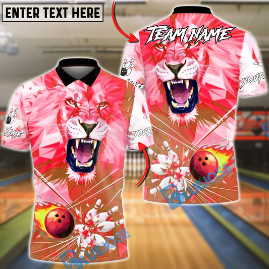 BlueJose Bowling & Pins Ice Lion Power Strike Dynamic Style Customized Name, Team Name 3D Shirt (4 Colors)