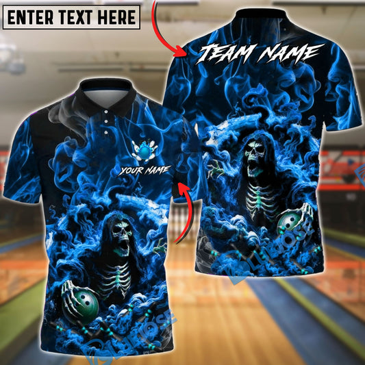 BlueJose Bowling & Pins Grim Reaper Smoke Customized Name, Team Name 3D Shirt (4 Colors)