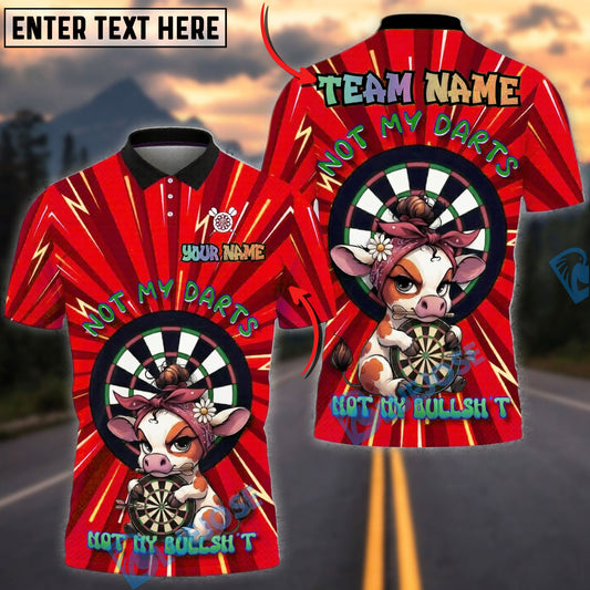 BlueJose Darts Funny Cow Not My Darts Not My Bullshit Humor Meme Style Personalized Name, Team Name Unisex Shirt (4 Colors)