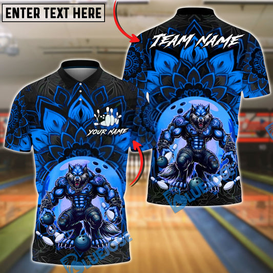 BlueJose Bowling & Pins Mandala Werewolf Power Customized Name, Team Name 3D Shirt (4 Colors)