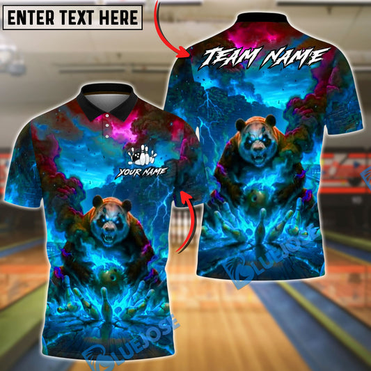 BlueJose Bowling & Pins Fire Panda Apocalypse Strike Design Customized Name, Team Name 3D Shirt (4 Colors)