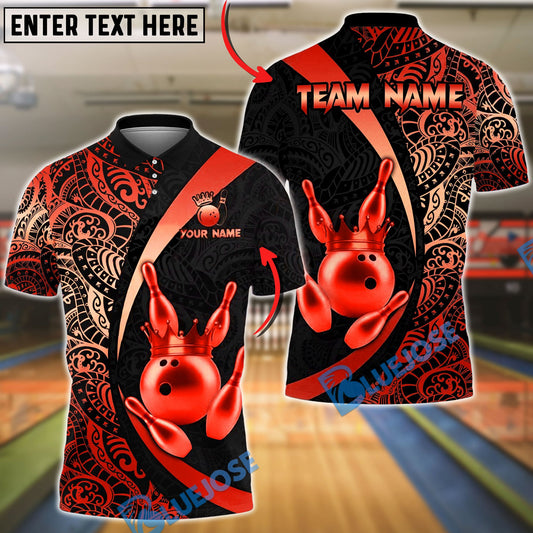BlueJose Bowling & Pins Royal Crown Luxury Black Gold Customized Name, Team Name 3D Shirt (6 Colors)