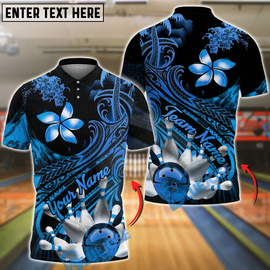 BlueJose Bowling & Pins Polynesian Flame Tribal Style Customized Name, Team Name 3D Shirt (4 Colors)
