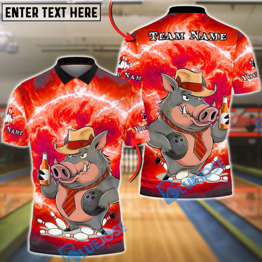BlueJose Bowling & Pins Storm Boar Warrior Style Customized Name, Team Name 3D Shirt (4 Colors)