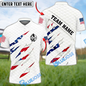 BlueJose Golf Super Cool American Flag Ball Skin Customized Name, Team Name 3D Shirt
