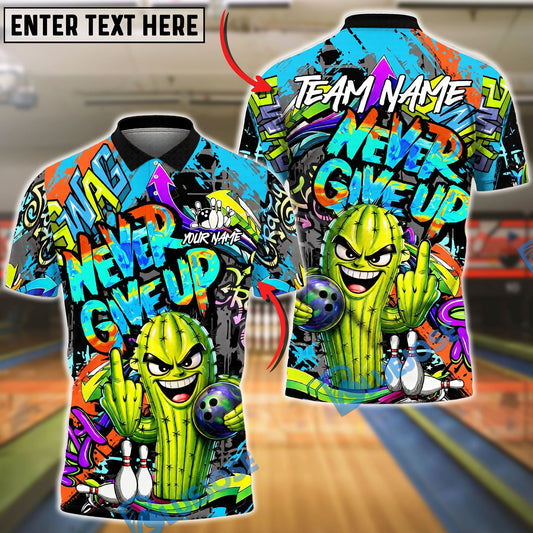 BlueJose Bowling And Pins Graffiti Cactus Bowling Funny Street Style Customized Name, Team Name 3D Shirt (4 Colors)
