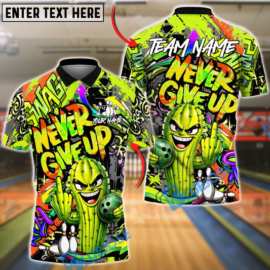 BlueJose Bowling And Pins Graffiti Cactus Bowling Funny Street Style Customized Name, Team Name 3D Shirt (4 Colors)